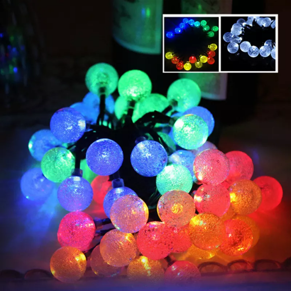 Outdoor Waterproof Crystal Balls Solar Led Garden String Light