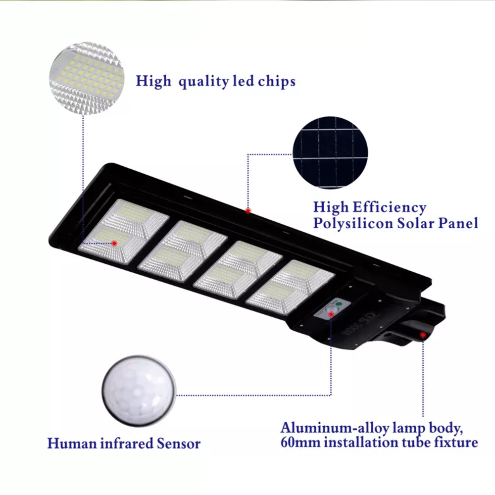 2024 Hot Sale Outdoor Light with Remote Control 1200w Abs Housing IP65 Solar Street Lamp