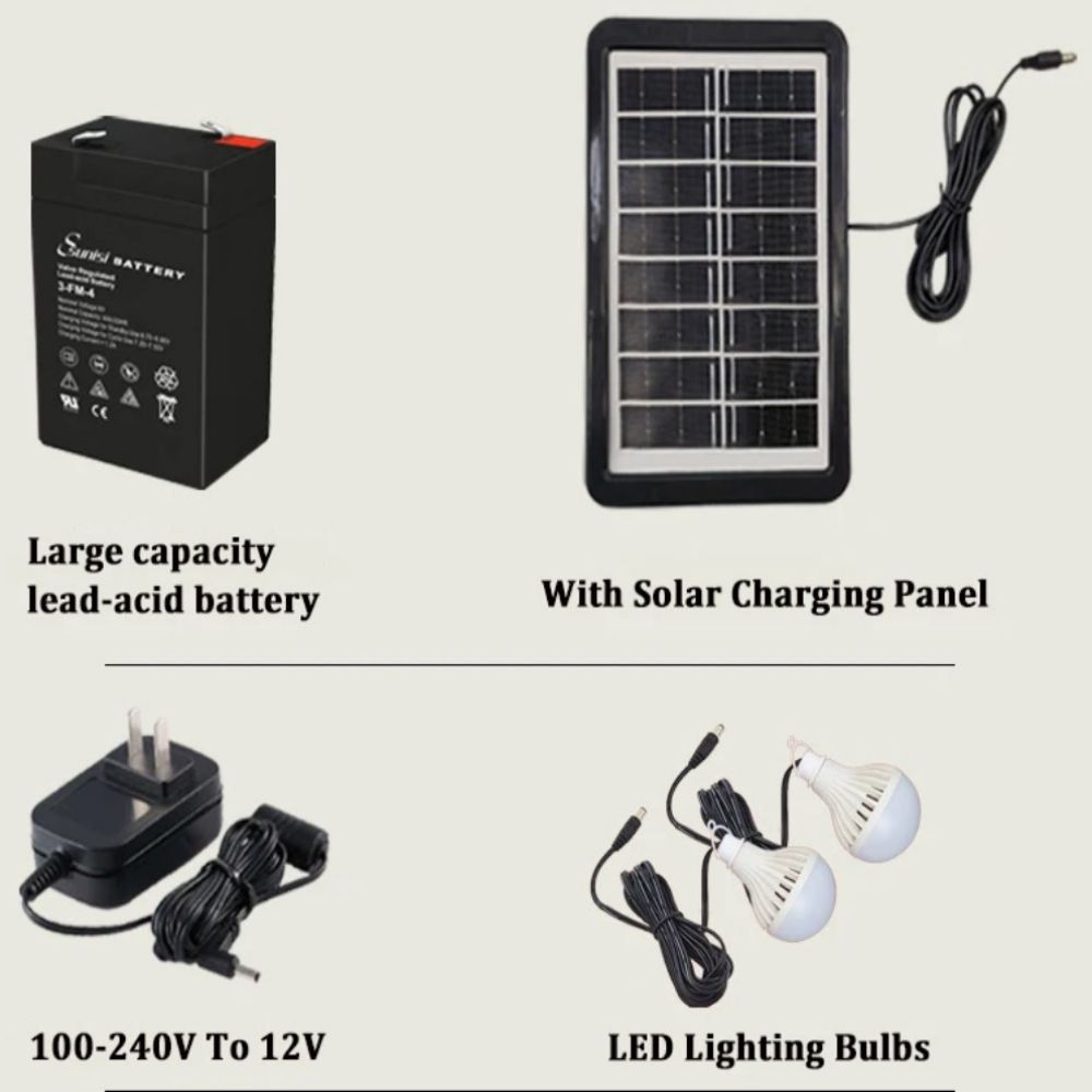 16-Inch AC DC Solar Rechargeable Table Fan with USB Charging Port LED Bulb And Output