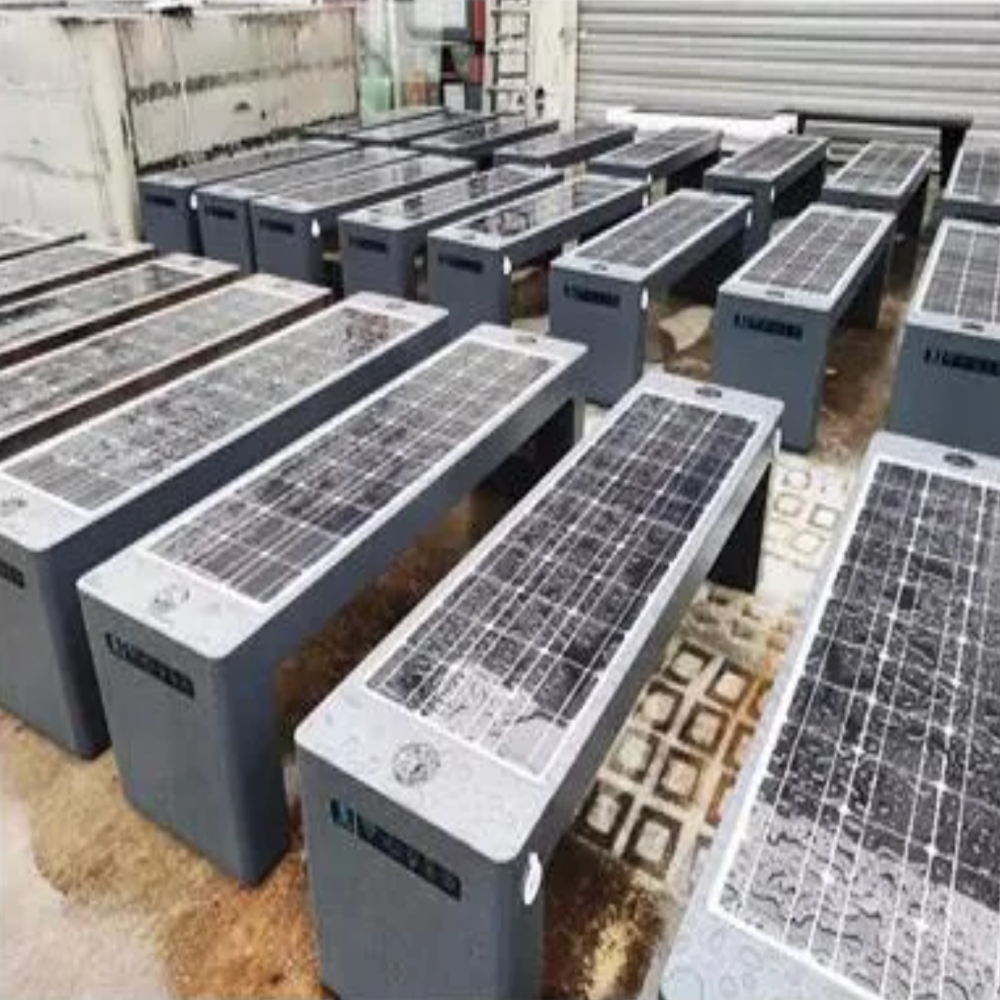 2024 Multi-functional Outdoor Garden Stainless Steel Phone Charging Solar Powered Bench Smart Solar Seat with Panel And Wifi