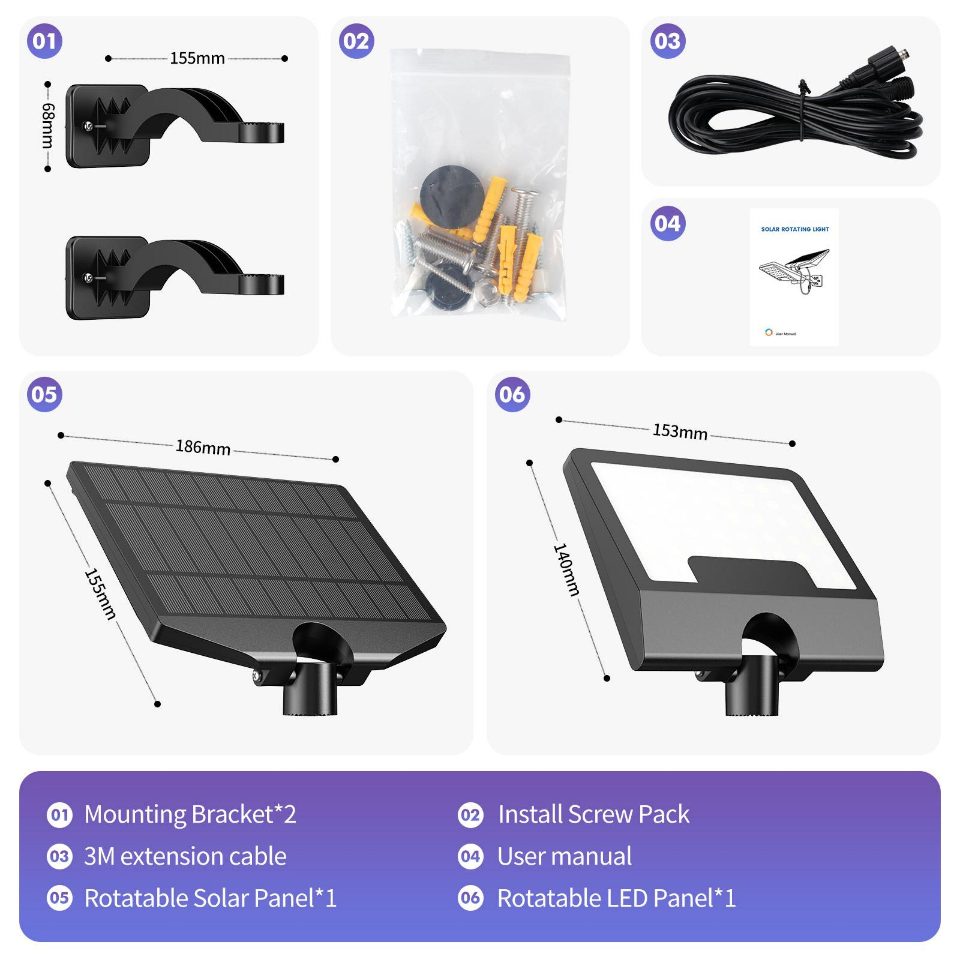 2024 High Lumen Super Bright Split Type Solar Garden Wall Light with 3 Meter Cable for Installation in Stock Fast Deliver